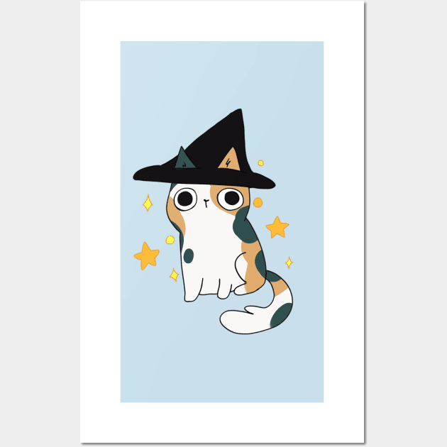 Cute Calico wizard cat Wall Art by Mayarart